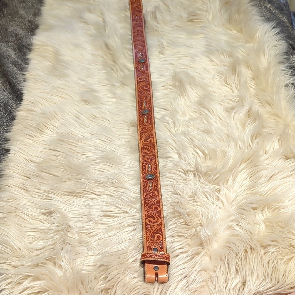 Intricate Brown Leather Western Belt *New Without Tags* Approx. 38"-39"